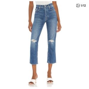 MOTHER Distressed Blue Ankle Jeans